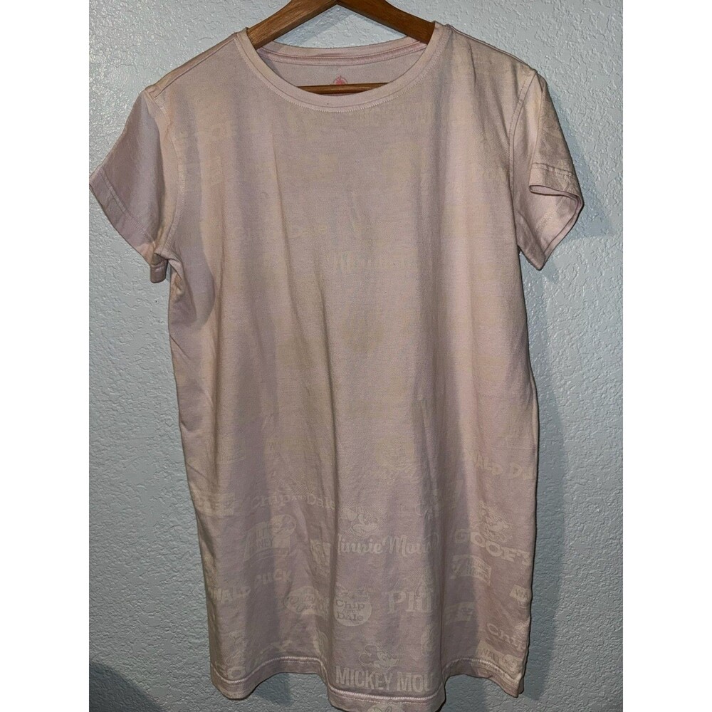 Disney Mickey Mouse T Shirt Womens M Pink Tonal All Over Graphic Vintage Style